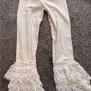 Mustard Pie Ivory Lace Flare Leggings